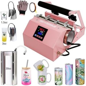 BetterSub 3in1 Tumbler Mug Heat Press Machine 30 OZ 20 OZ 16 OZ Sublimation Straight Skinny Tumbler Mug 3 OZ 1.5 OZ Shot Glass,11 OZ 15 OZ 16 OZ Sublimation Mug Heat Transfer Pink