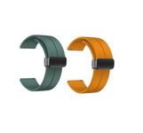 INEFABLE 22mm Smart Watch Straps With Folding Magnetic Lock Compatible With Samsung Galaxy Watch 3(45mm)/Galaxy Watch 46mm/Gear S3 Classic/Frontier & All 22mm Watches Only Strap-Green/Orange-Pack Of 2