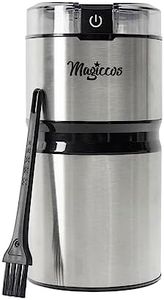 Magiccos Electric Coffee Bean Grinder - One Press Button Control, 50g Coffee Bean Capacity, Stainless Steel Blade, Stainless Steel Housing, Anti-Slip Feet, Cord Storage Design, Black & Inox Grinder