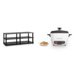 Furinno TV14038EX/BK Turn-S-Tube No Tools 3-Tier Entertainment TV Stands, Espresso and Black & Black+Decker 2-in-1 Rice Cooker and Food Steamer, 16 Cup (7 Cup Uncooked), White, RC516C