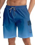 APTRO Men's Swim Trunks Quick Dry Bathing Suit Swimwear Beach Shorts HW182 Gradient Blue L