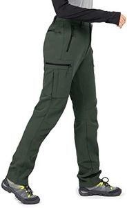 Wespornow Women's-Fleece-Lined-Hiking-Pants Snow-Ski-Pants Water-Resistance-Outdoor-Softshell-Insulated-Pants for Winter (Army Green, XX-Large)