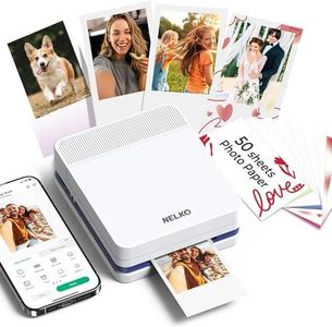 Nelko Portable Photo Printer, PP03 Color Mini Photo Printer for iPhone & Android, with 50 Sheets of Photo Paper, Bluetooth Picture Printer for Christmas, Family, Travel, White