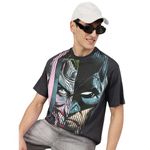 Free Authority Batman Printed Loose Fit Dark Grey Cotton Men T-Shirt