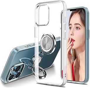 WATACHE Compatible with iPhone 13 Pro Max Case, Crystal Clear Slim Fit Protective Phone Case Cover with [Ring Holder Kickstand] [Magnetic Car Mount Feature] for iPhone 13 Pro Max 6.7 Inch 2021,Clear