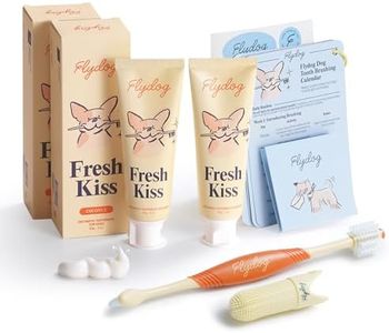 FlyDog Fresh Kiss Enzymatic Dog Toothpaste Kit - Vet Approved Organic Fomula with Coconut Oil, Tartar Remover for Dogs & Cats, 2 Tubes Pack with Toothbrushing Calendar & Brush Guide, Coconut Flavor