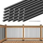 Muzata 25Pack 32" Aluminum Deck Balusters Round Black Deck Railing Stair Porch Staircase Spindles 3/4" Diameter Hollow for Wood and Composite Deck, WT15