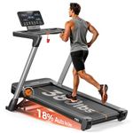 YOSUDA Treadmills with 18% incline, Treadmills for home, Foldable, Ultra-wide running belt, 1-14km/h, 14.8-inch HD display, APP, Bluetooth, Cup holder, Side rack, 172kg, Portable Running machine