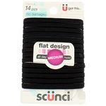 Pack of 1 : Scunci No Damage - Flat Design - Hair Ties Black (14 Count)