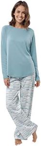 jijamas Incredibly Soft Pima Cotton Women's Pajama Set "The Therapist" In Caribbean Blue, Medium