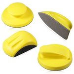 SPEEDWOX 4 Pack 5" Hand Sanding Blocks Round and Mouse-Shaped Hook and Loop Sanding Pad Includes Cleaning Brush, Hook Backing Plate for Wood Furniture Restoration Polishing Home and Car (Yellow)