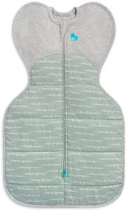 Love To Dream Swaddle Up Warm, Small (3.5-6kg), Built-in Quilt for Cool Room Temperatures (16-20°C), 2.5 TOG, Arms Up Position, Twin Zipper for Easy Nappy Changes, Olive