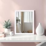 amazon basics Exquisite Wall Mirror | Versatile Usage for Entryways, Living Rooms, Bedrooms, Bathrooms | Durable & Clear Reflection | Peaked Trim (White) | 41 cm X 51 cm