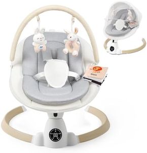 Baby Swing for Infants, Portable Electric Baby Swings with Bluetooth, 5 Swing Speed, 10 Melodies, 5-Point Harness, Remote Control & Touch Panel - Infant Swing for Indoor & Outdoor Use, Wood Grain