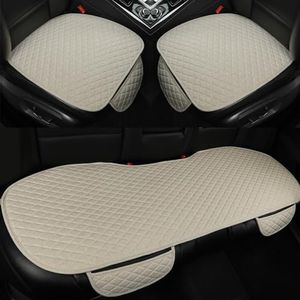 West Llama Linen Car Seat Covers,Bottom Seat Covers for Cars Include 1 Pair Front Driver Seat Pad Mat and 1 Rear Bench Cover Universal Fits 90% Vehicles,SUVs,Cars,Sedans(3Piece-Beige)