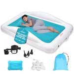 Asani Inflatable Toddler Travel Bed, Electric Pump, Leakproof Air Mattress, Bumpers, Carry Case, Pillow - Fits Kids Up to 4ft - Blue | Portable, Foldable, Ideal for Camping & Sleepovers