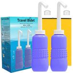 2 Pack Portable Travel Bidet Bottle 450ml - KKPOT Handheld Bidet Sprayer for Toilet, Peri Bottle for Personal Hygiene Care,Postpartum Perineal Irrigation with Travel Bag (Blue)