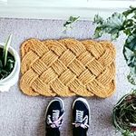 Vingardium Leviosa Coir Door Mats Lovers Knotted Rope Door Mat 100% Coconut Coir Floor Mat Non Slip Rug Hand Woven Front Door Rug For Home Entrance Indoor Outdoor (Brown (45x75 cm, 1))