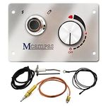 MCAMPAS Fire Pit Gas Burner Flame Failure Safety Valve-304 Stainless Steel Control Systems Panel Kit：Including Push Button Igniter And LPG Propane Gas Control Safety Valve Replacement Kit