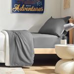 SLEEP ZONE 3 Pieces Bed Sheet Set, Microfiber Bed Sheet Twin Size, Soft & Breathable Bedding Sheet Set, Deep Pocket Fitted Sheet, Flat Sheet and Pillowcase (Grey. Twin XL)