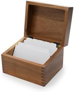 Ironwood Gourmet Acacia Wood Recipe Box with Divider Tabs, 2 Compartment, Single