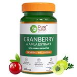 Pure Nutrition Cranberry & Amla Extract with 3bn CFU Probiotics, UTI Health Supplement for Women & Men| Supports Kidney Health, Useful for Bladder & Urinary Tract Infections | 550mg - 60 Veg Capsules