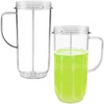 for Magic Bullet Blender Cups, 22 oz Travel Mug Cup Replacement Part for Magic Bullet Mixer 250w MBR-1701 ‎MBR-1101 MB50200C, BPA-Free & Dishwasher Safe (2 Pack)