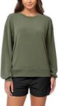 ODODOS Modal Soft Oversized Sweatshirts for Women Crew Neck Long Sleeve Relaxed Pullover Tops, Dark Sage, Small