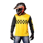 WANDERLOOMS Bike Rider Jersey for Men Full Sleeve T-Shirt Round Neck Trackside Thunder Graphic Printed Riding Clothes Sports Tshirt Yellow