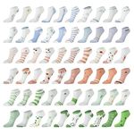 60 Pairs Women Ankle Socks Low Cut No Show Socks Fruits Animals Novelty Pattern Funny Cute Socks for Women Ladies Gifts