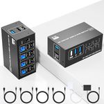 8K@60Hz Displayport+HDMI 2 Monitors 4 Computers USB 3.0 KVM Switch, 5Gbps DP1.4 + HDMI2.1 Dual Monitor KVM Switch 4 Port with 4 USB Ports, 4 Port HDMI+DP Monitor Switch for 4 PCs 2 Monitors