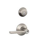 Schlage FB50N V LAT 619 Single Cylinder Deadbolt and Keyed Entry Latitude Lever, Satin Nickel