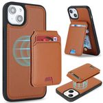 Ｈａｖａｙa etui for iPhone 15 case Wallet iPhone 15 Wallet case for Women magsafe Compatible iPhone 15 case with Card Holder for Men Detachable Magnetic Leather Cover-Brown