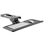 PrimeCables 26.4 inch Under Desk Keyboard Tray with Gel Wrist Pad - Ergonomic Adjustable Computer Keyboard Mouse Platform, Deluxe Rolling Track Mount Drawer (Black)