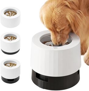 Pawque Elevated 60oz Slow Feeder Dog Bowls Large Breed, Single Raised Food Bowl for Medium Large Sized Dogs, Stable Sturdy Base and Snap on Adjustable Height Stand, Anti-Slip Mess Proof Dog Bowls