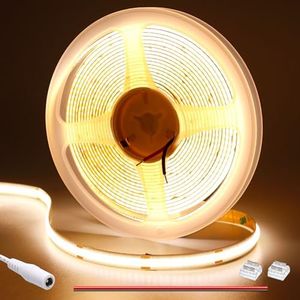 GOMING COB LED Strip 12V Warm White 3000K 5M 11W/M CRI 93+ Brightness High Luminescence Linear High Density 312LED/M Non-Waterproof IP20 LED Lights for Living Room Bedroom and More(Strip Only)