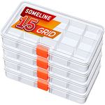 SOMELINE® Plastic Storage Box with 15 compartments | Stable sorting box for screws,small parts,small and sewing utensils | Perfect storage box for nails and screws,Dimensions:17.7x10.2x2.4cm,4 pieces