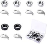 KALIONE 12 Pieces Bike Wheel Axle Nut and Safety Washer Kit, 3 Sizes Bicycle Hub Flanged Axle Nut Wheel Retaining Bicycle Hook Hub Parts Hardware Nuts for Front and Back Bike Wheel