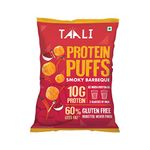 Taali Protein Puffs Snacks - Smoky Barbeque |Tasty Healthy Snacks |Gluten Free Snacks with 100% Plant Protein, 100% Vegetarian | No Trans Fat, No Cholesterol, Roasted Not Fried (Pack of 1 x 60 gm)