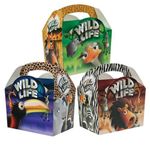 30 Animal Themed Food Boxes Picnic Carry Meal Box Kids Birthday Party Bag Plate (Wild Life)