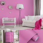 Micpolo 118"x15.7" Pink Wallpaper Solid Color Pink Peel and Stick Wallpaper Pink Contact Paper for Cabinets Self-Adhesive Removable Wallpaper for Girls Bedroom Kids Room Decor Vinyl Roll Matte