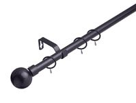 Lister Cartwright 19 mm Extendable Metal Curtain Poles Rods Voile Easy Fitting - Gun Metal (Ball Finials, 70-120 cm)