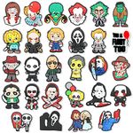 28 PCS Halloween Shoe Charms, Horror Movie Charms for Shoes, Scary Shoe Decrations, Halloween Favor for Teens Kids Adults(Horror Movie)