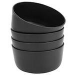 BELLE VOUS 4 Pack of Black Plastic Reusable Serving Bowls - 1000ml/34oz Cereal Bowl Set - Unbreakable, BPA-Free, Lightweight Bowls for Soup, Pasta, Noodles and Salad - Microwave & Dishwasher Safe