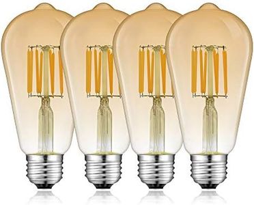 Bonlux ST64 E27 Vintage Filament Dimmable Edison Light Bulbs 8W,ST64 Retro Amber Glass LED Filament Light Warm White 2700K,Edison Style Antique Bulb for Home, Restaurant, Reading Room,Pack of 4 ﻿