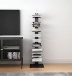 Hallowood Furniture Tall Black Metal Bookshelf, Slim Ladder Shelf Bookcase, Tower Media Display Shelves for CDs & DVDs, Tall Bookcase, Ladder Shelving Unit for Living Room & Lounge