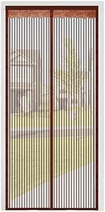 Door Screen Magnetic Closure, YiiMO 39x83” Reinforced Fiberglass Mesh Curtain Magnet Coffee Door Net Front Gate Screens with Full Frame Hook & Loop Hands Free, Pet Kid Friendly (Flower Embroidery)