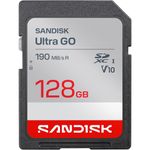 SANDISK 128GB Ultra Go SD Card UHS-I, Up to 190MB/s Read Speed, Full HD Video Recording, Memory Card for DSLR and Mirrorless Camera, 10-Year Warranty