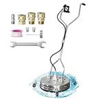 EDOU Direct Dual Handle Pressure Washer Surface Cleaner 20" with Wheels | Stainless Steel | Heavy Duty | 4,500 PSI Max Working Pressure | Includes: 3/8" Quick Connector Kit, Teflon Tape