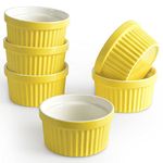 homEdge Porcelain Ramekins Set, 240 ml / 8 Fl Ounces Ice Cream Bowl, Creme Brûlée Ramekins Soufflé Cup for Baking, Set of 6 Yellow